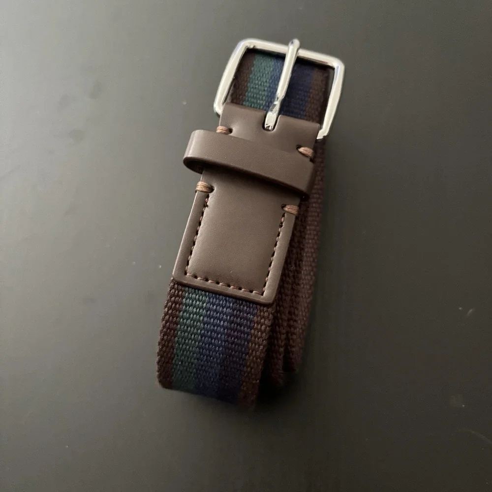 Public Opinion Woven Belt Dress Casual‎ Belt Blue Green Brown Size 32 Men's